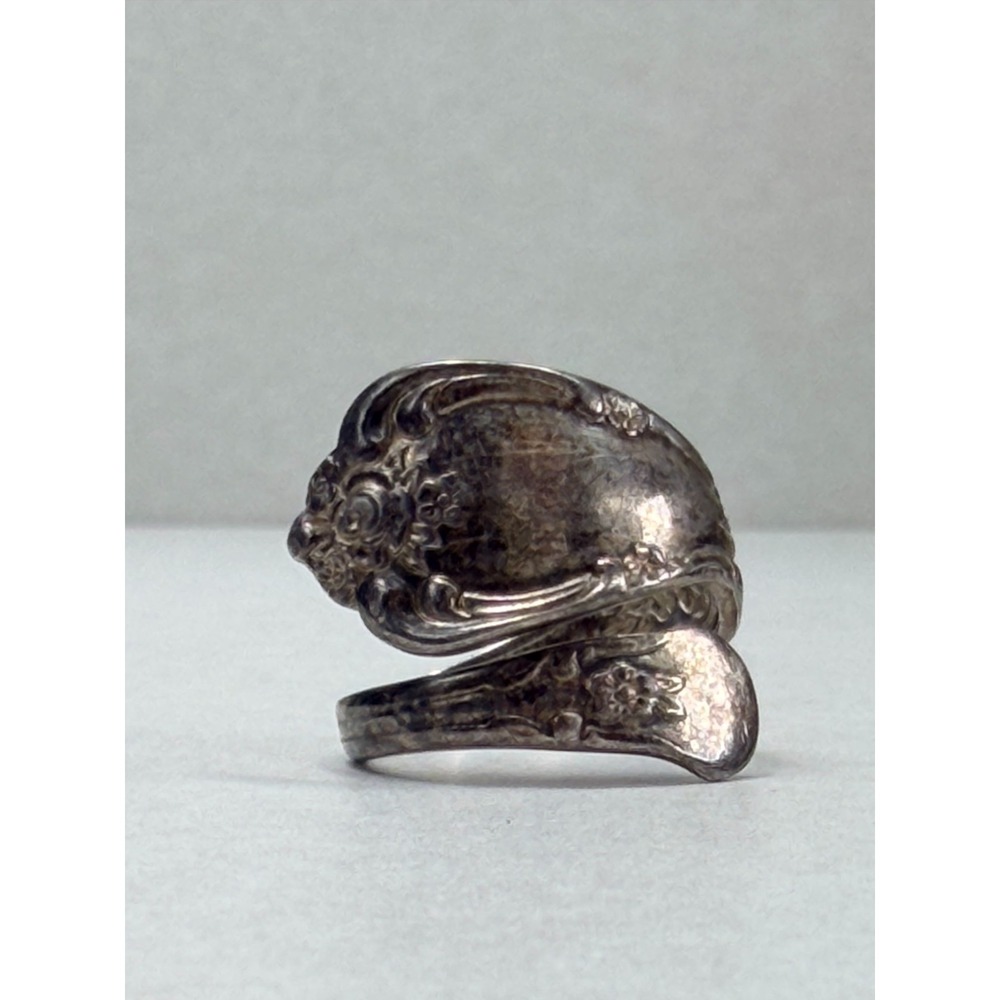 Vintage WM A Rogers Oneida Silver Plated Floral Spoon Ring Size 6